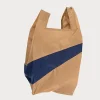 SUSAN BIJL Camel & Navy MEDIUM< The New Shopping Bag