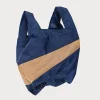 SUSAN BIJL Navy & Camel MEDIUM< The New Shopping Bag